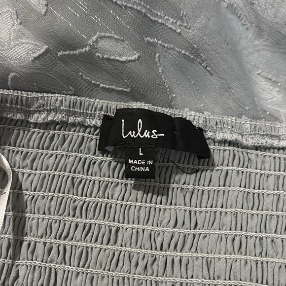 Lulus Loveliest Looks Dusty Blue Floral Jacquard Tie-Strap Midi Dress Large - Picture 8 of 9